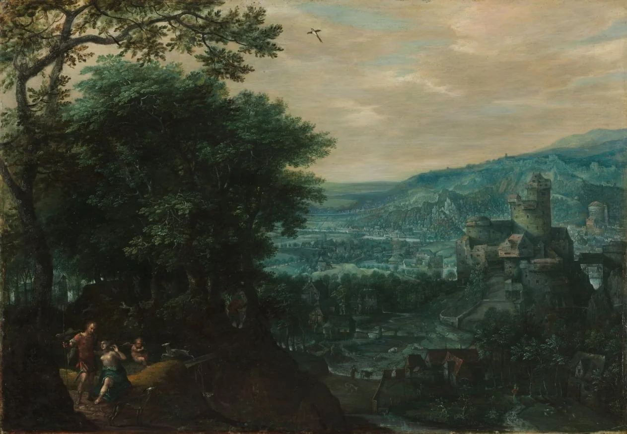 Landscape with Venus and Adonis, by Gillis van Coninxloo, unspecified, 1584