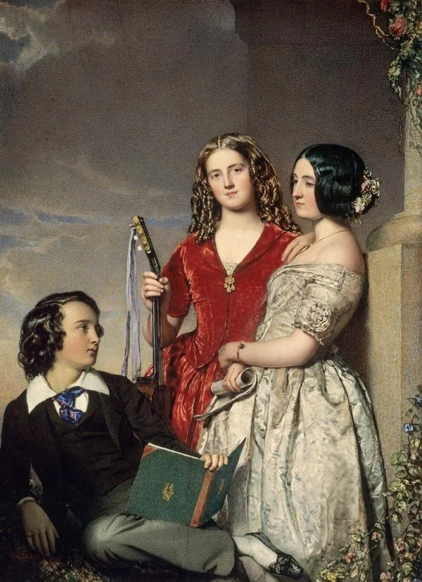 The Evening Hour (The Misses Bennie and Mr J. Noble Bennie), by John Faed, unspecified, 1869