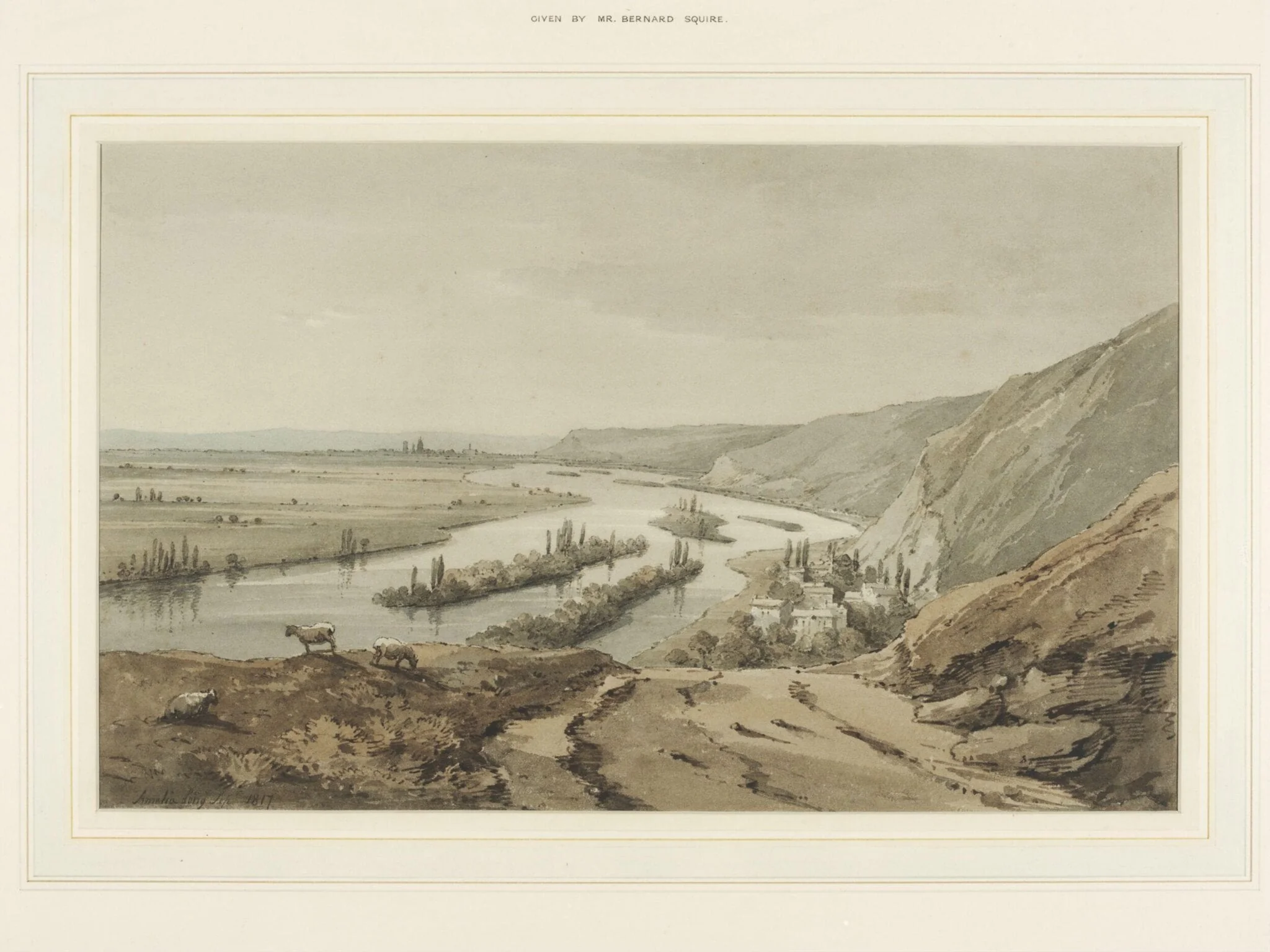 Distant view of Rouen, by Amelia Long, watercolor, 1817