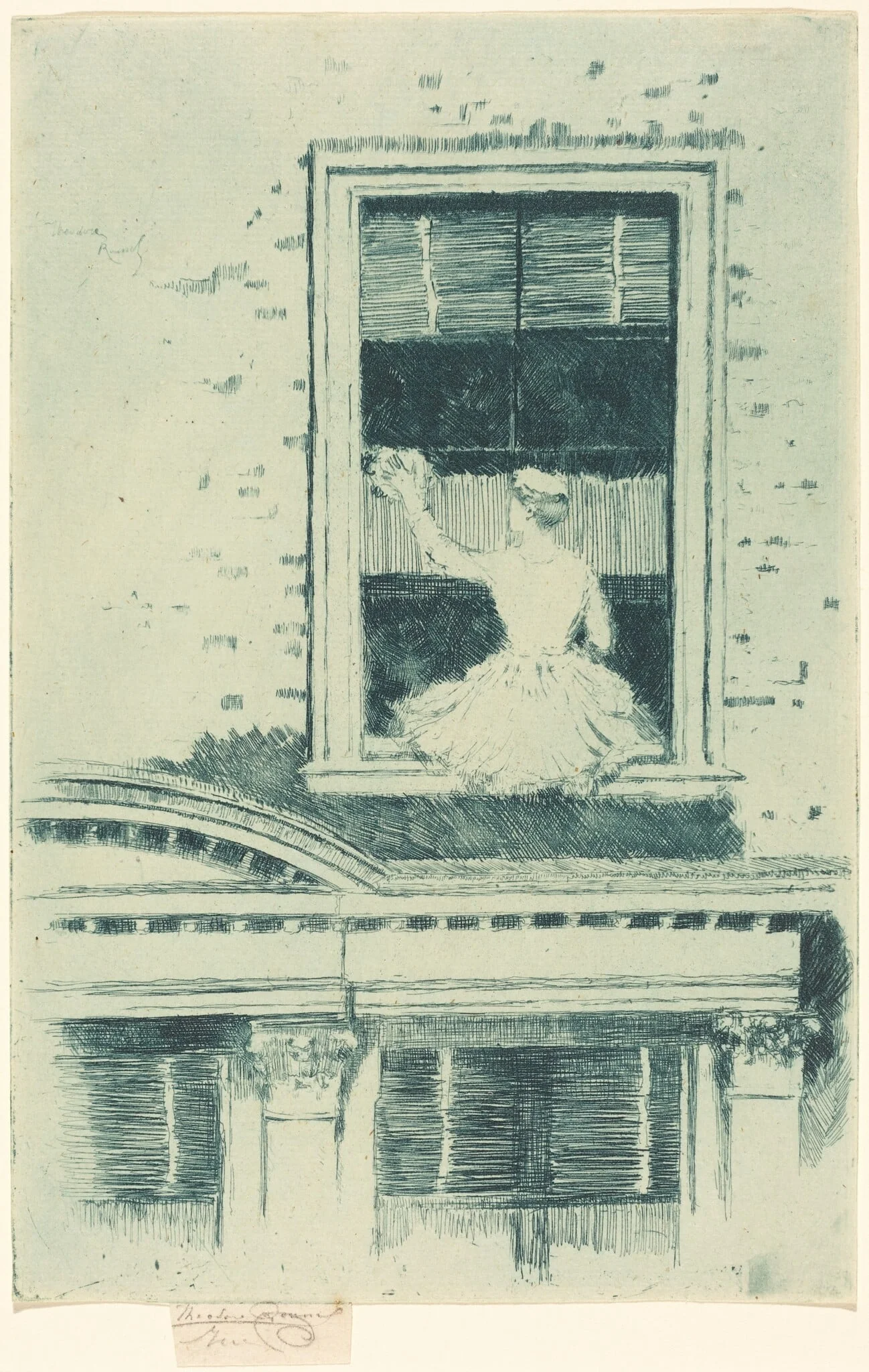 The Window Cleaner, Chelsea, by Théodore Roussel, ink, 1888