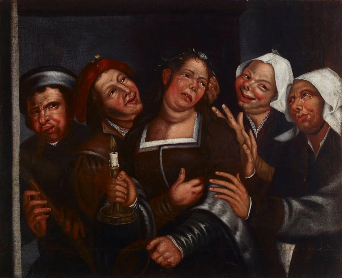 Häähuoneen ovella, by Jan Massys, unspecified