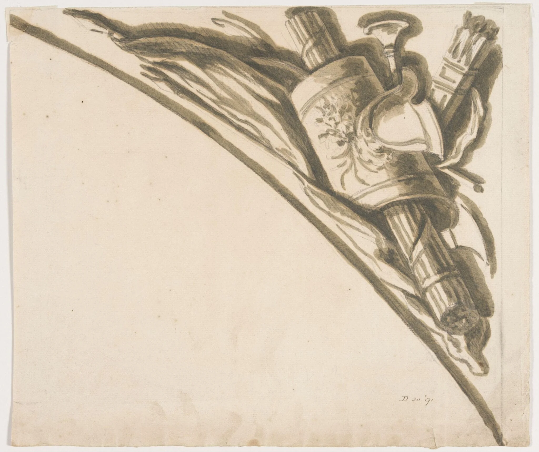 Design for an illusionistic panel in the Great Hall at Blenheim Palace, by James Thornhill, 1716