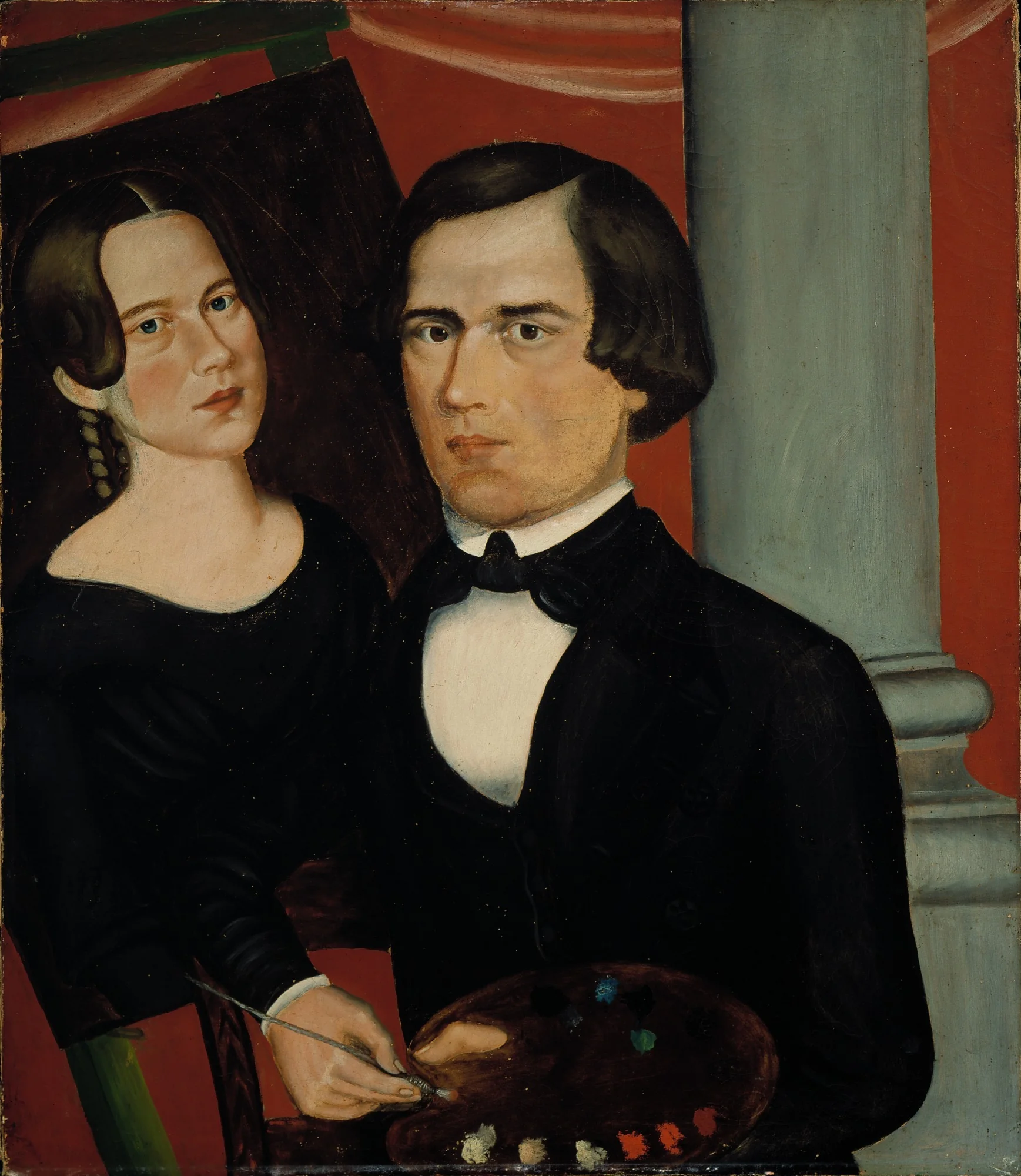 Artist and his Subject, by Unknown, oil, 1845