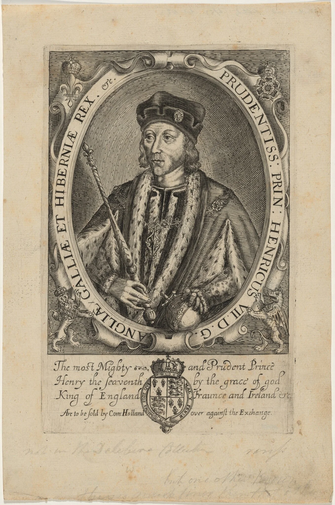 Henry VII of England, by Renold Elstrack, ink, 1618