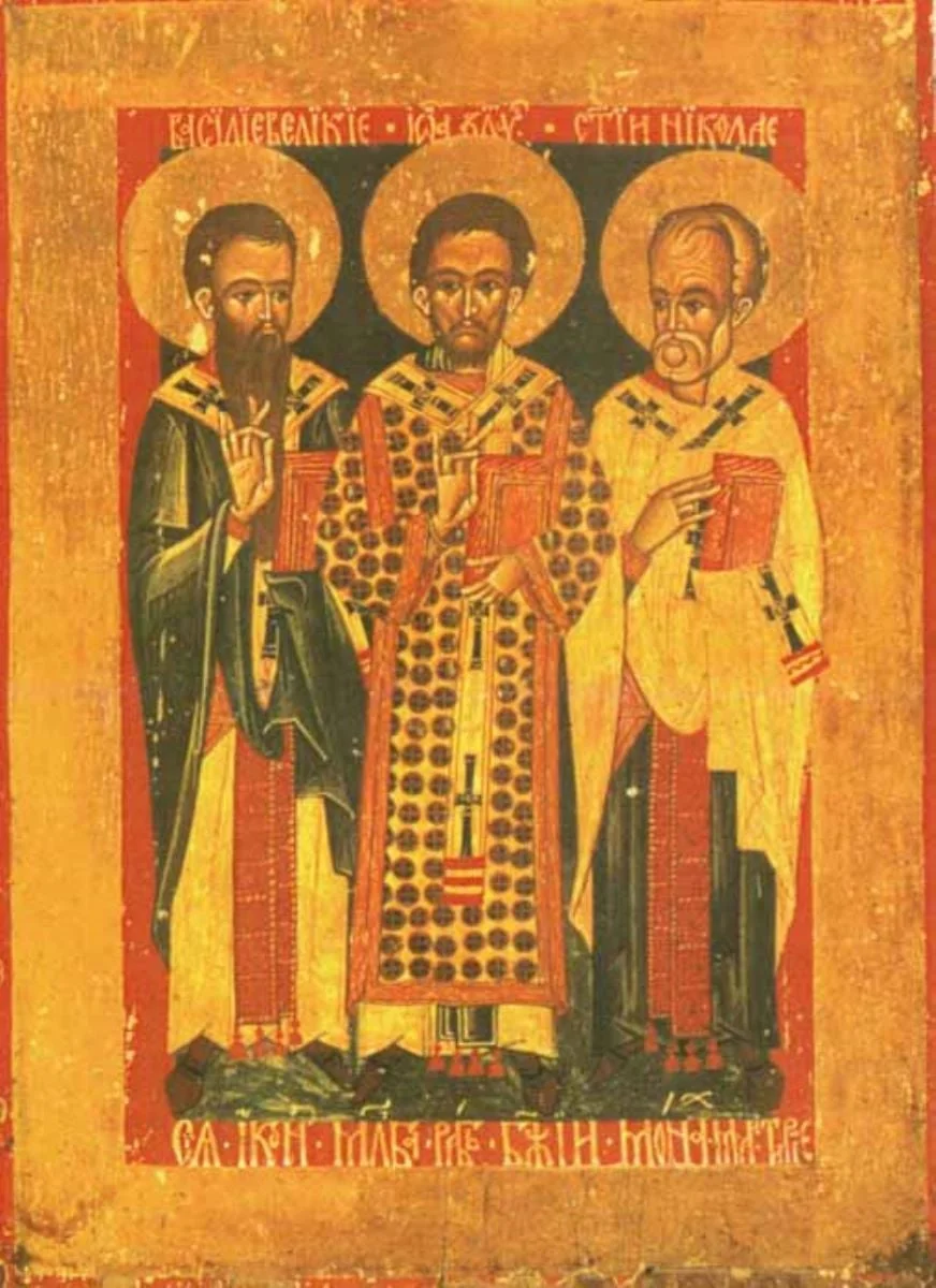 Sfinții Ierarhi Vasile, Ioan și Nicolae, by Unknown, 1850