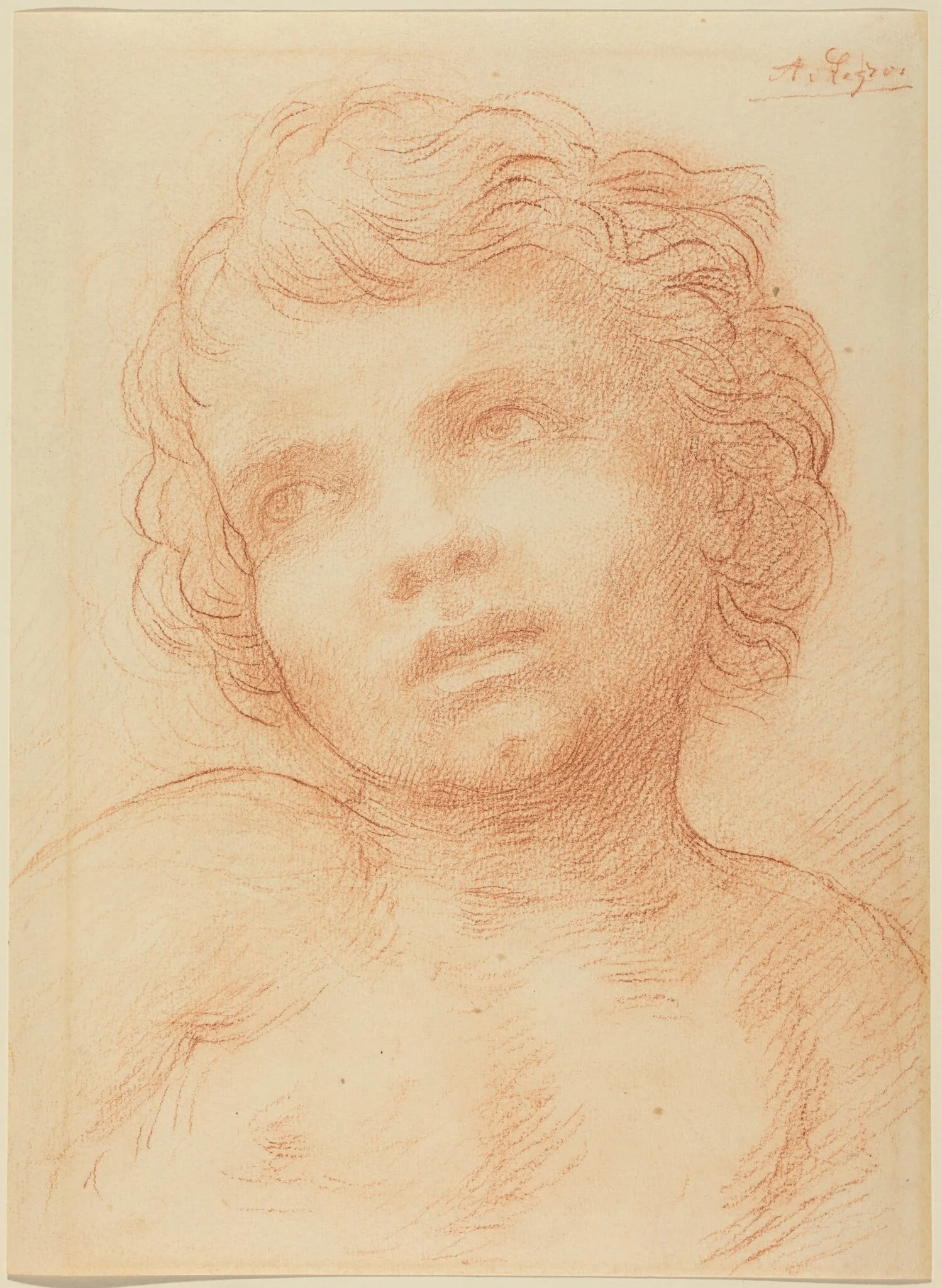 Head of a Child, by Alphonse Legros, chalk, 1874