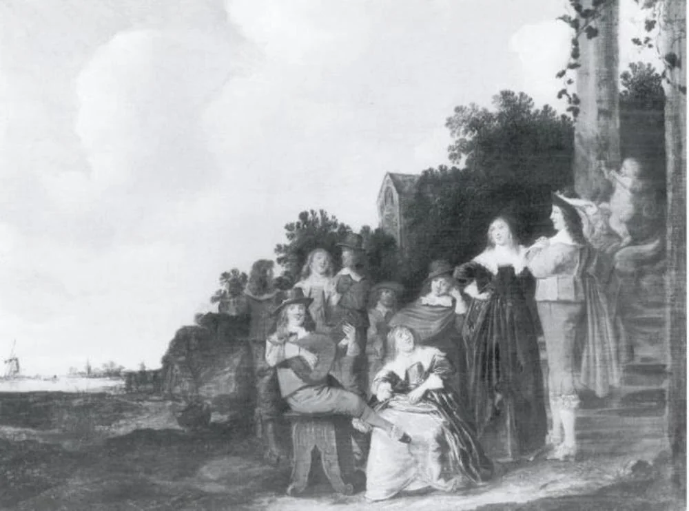 Family Group in a Landscape, by Dirck Hals, oil, 1634