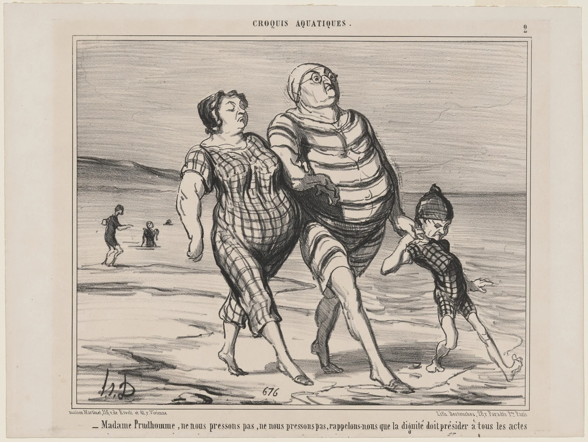 Madame Prudhomme..., by Honoré Daumier, ink, 1854