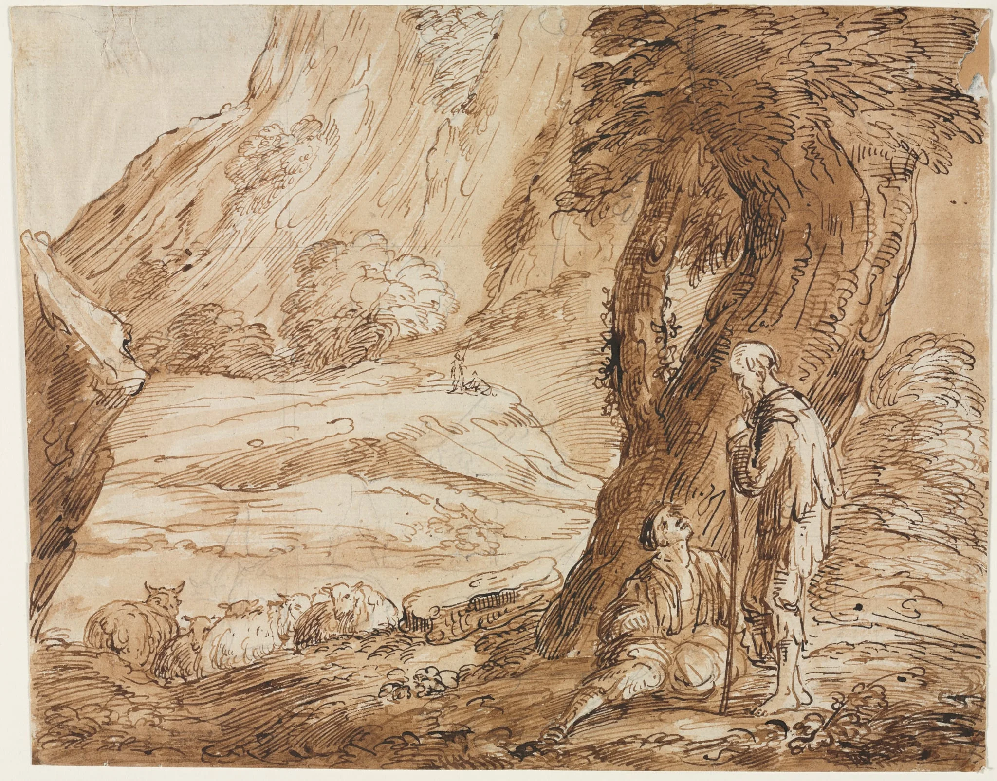 Landscape with Sheep and Two Shepherds, by Thomas Barker, 1824