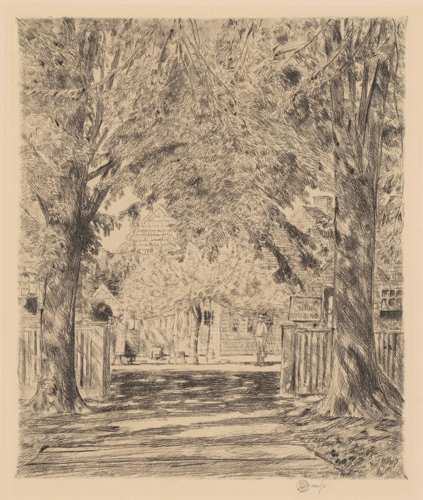 An Easthampton Idyll, by Childe Hassam, ink, 1923