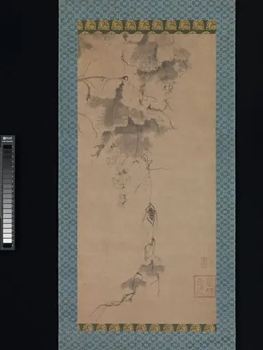 墨林愚庵筆  葡萄蝉図|Cicada on a Grapevine