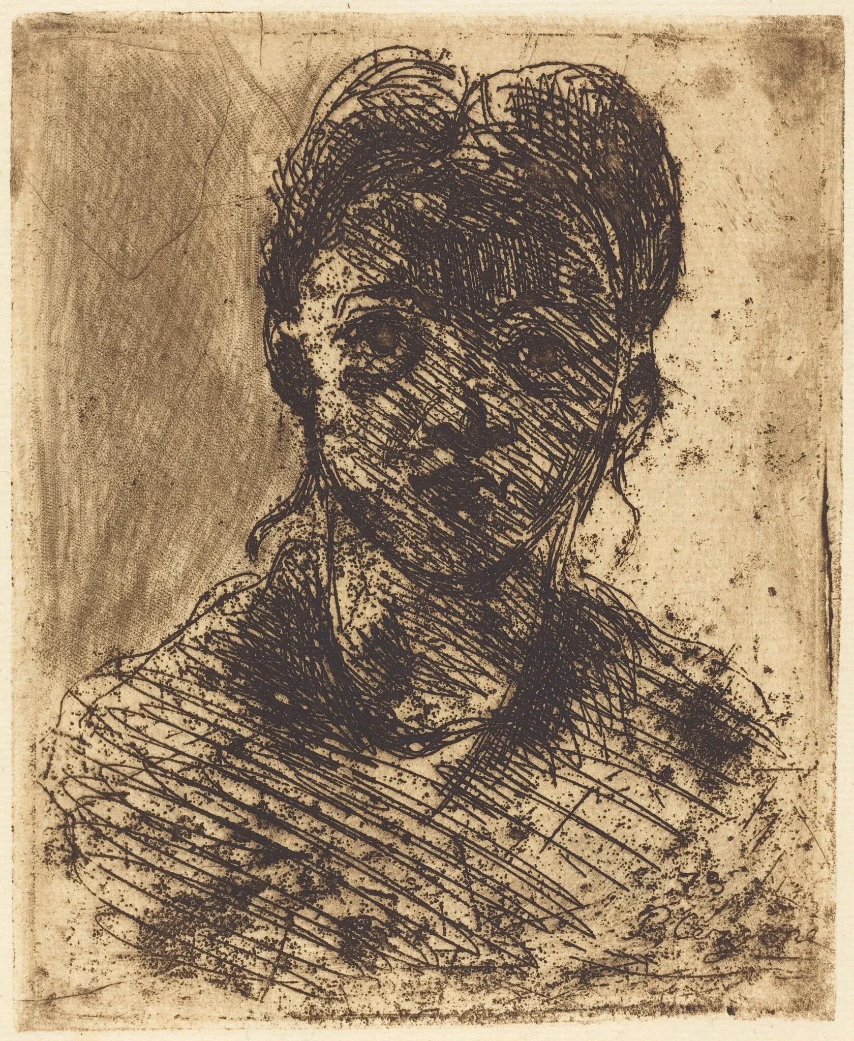 Bust of a Girl, by Paul Cezanne, ink, 1873