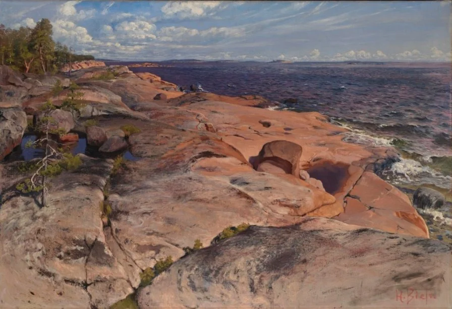 Coastal cliffs at Villinki, by Helmi Biese, oil, 1896