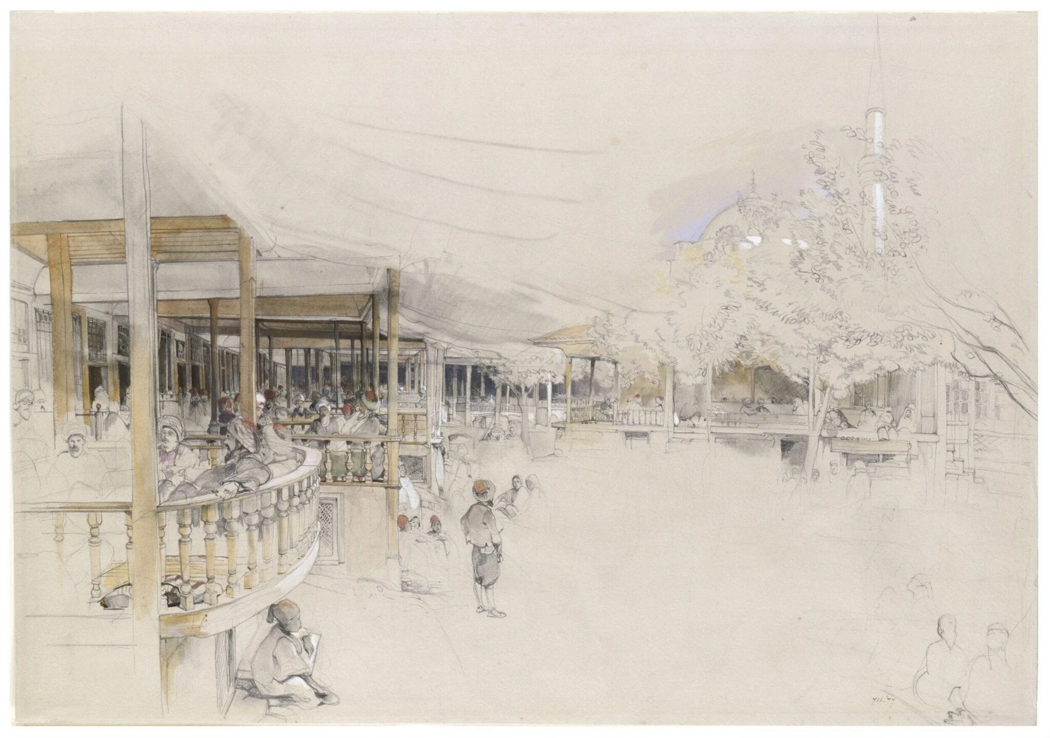The Esir Hani or Avrat Pazari, the female slave market near the Nur-i Osmaniye Cami, Istanbul, by John Frederick Lewis, watercolor, 1841