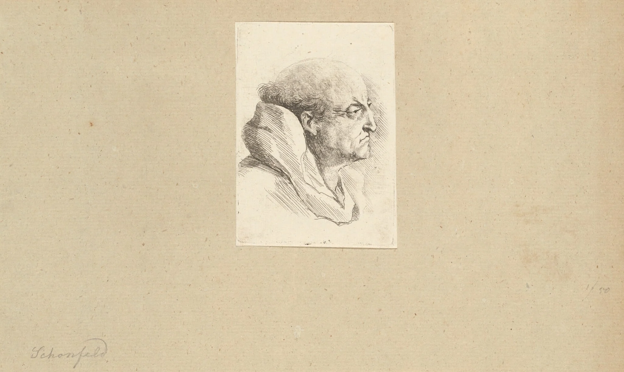 Bust of a Monk, by Johann Heinrich Schönfeld, ink, 1626