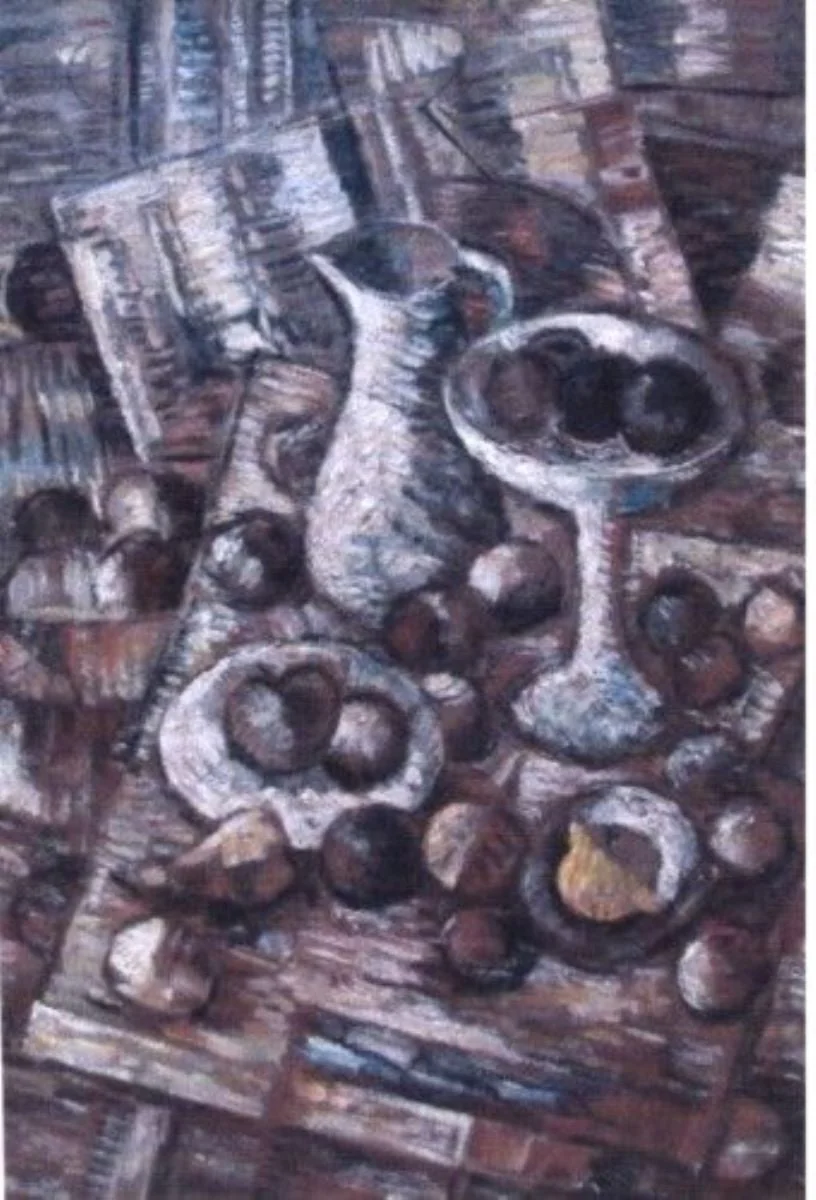 Natură statică cu ulcior și fructe, by Max Hermann Maxy, unspecified, 1949