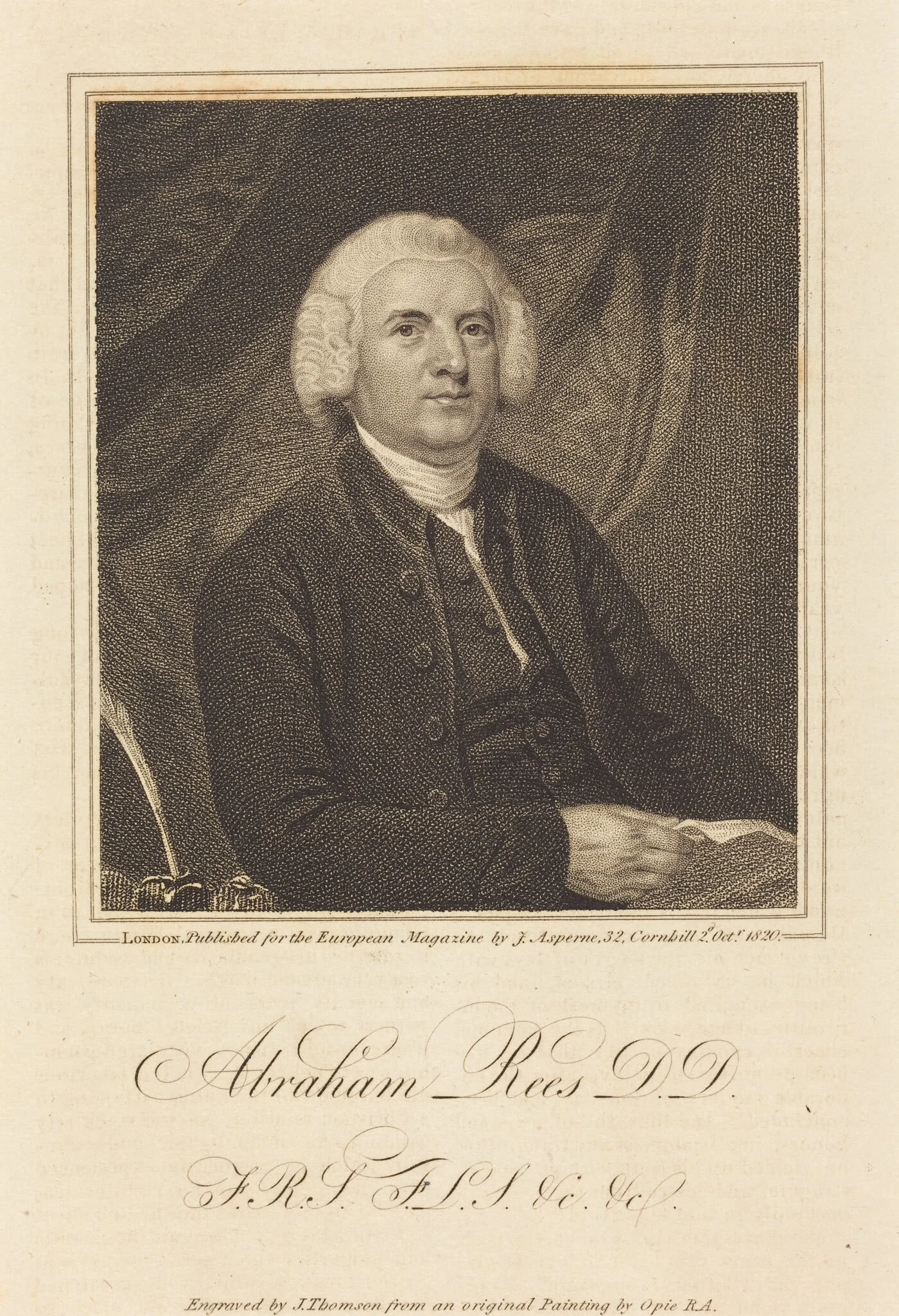 Abraham Rees, D.D., by James Thomson, ink, 1820