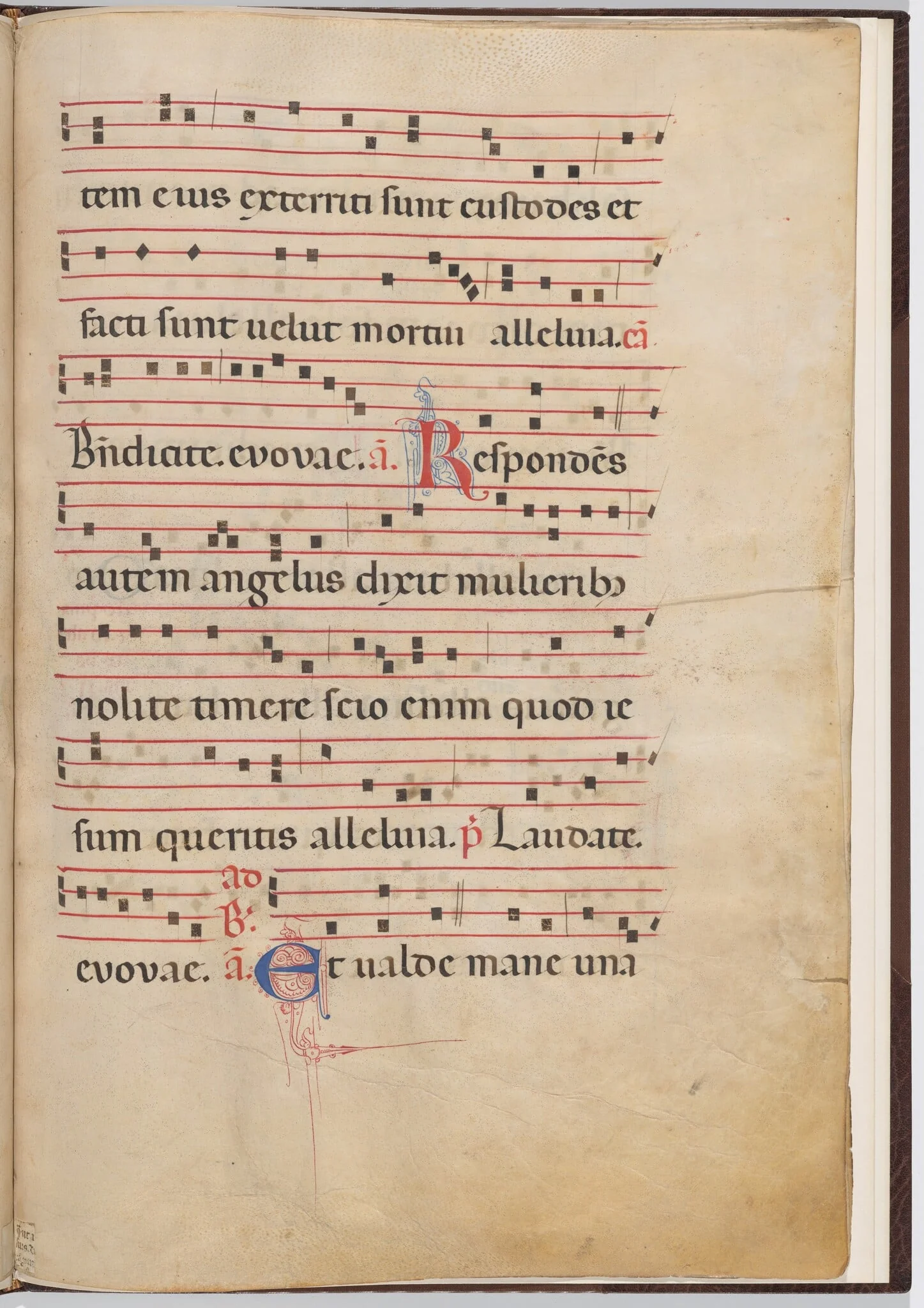Leaf 4 from an antiphonal fragment, by Italian 13th Century, ink, 1275