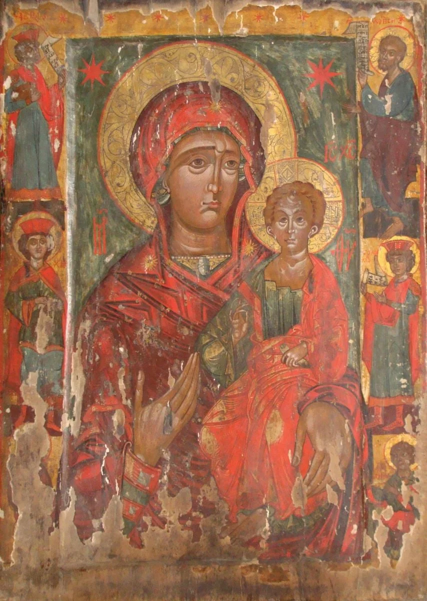 Maica Domnului cu Pruncul, flancată de prooroci, by Unknown, 1850