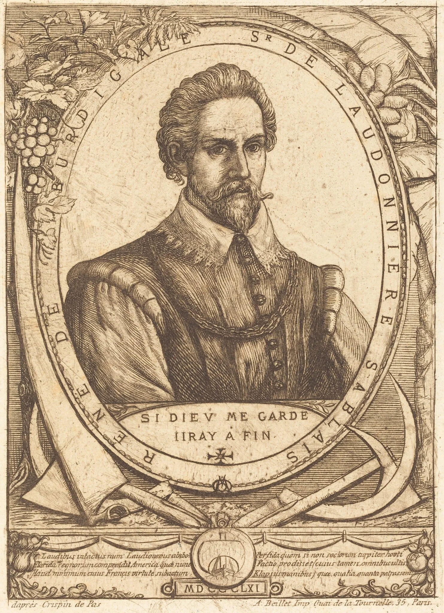 René Laudonnière Sablais (De Burdigale), by Charles Meryon, ink, 1861