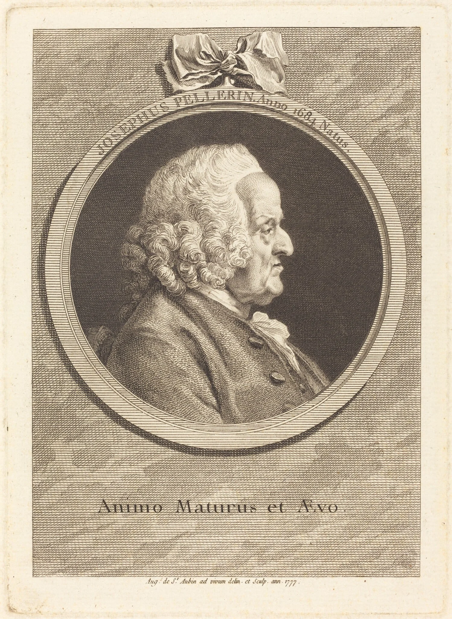 Joseph Pellerin, by Augustin de Saint-Aubin, ink, 1777