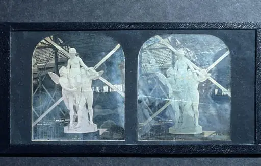 Stereoscopic daguerreotype depicting a sculptural group entitled 'Psyche' at Crystal Palace
