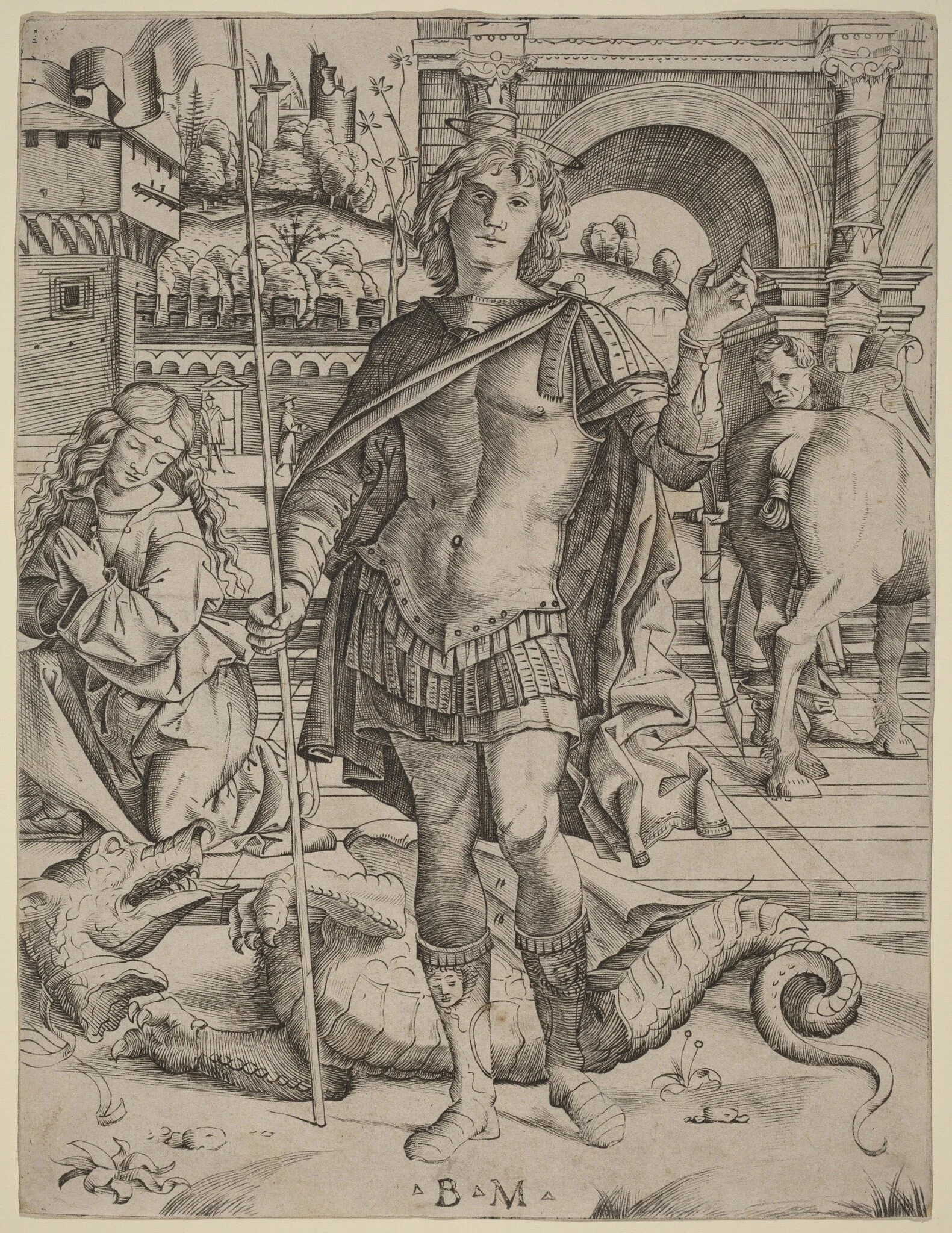 Saint George, by Benedetto Montagna, ink, 1506
