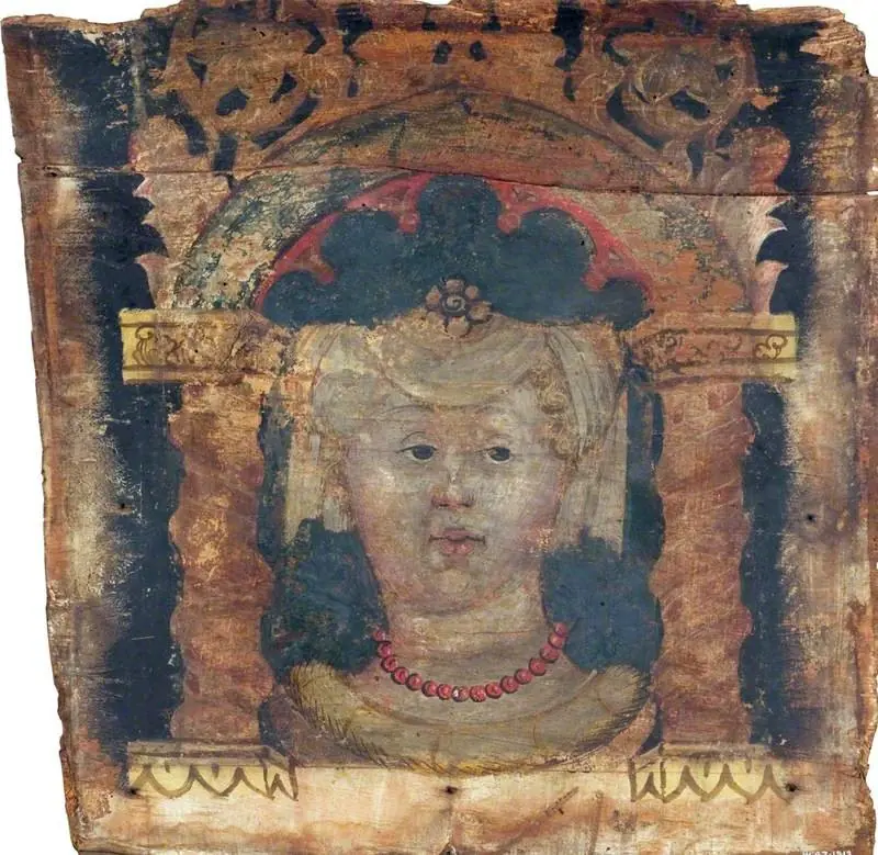 Head of a Woman under an Arch, Full Face (panel from a painted ceiling)