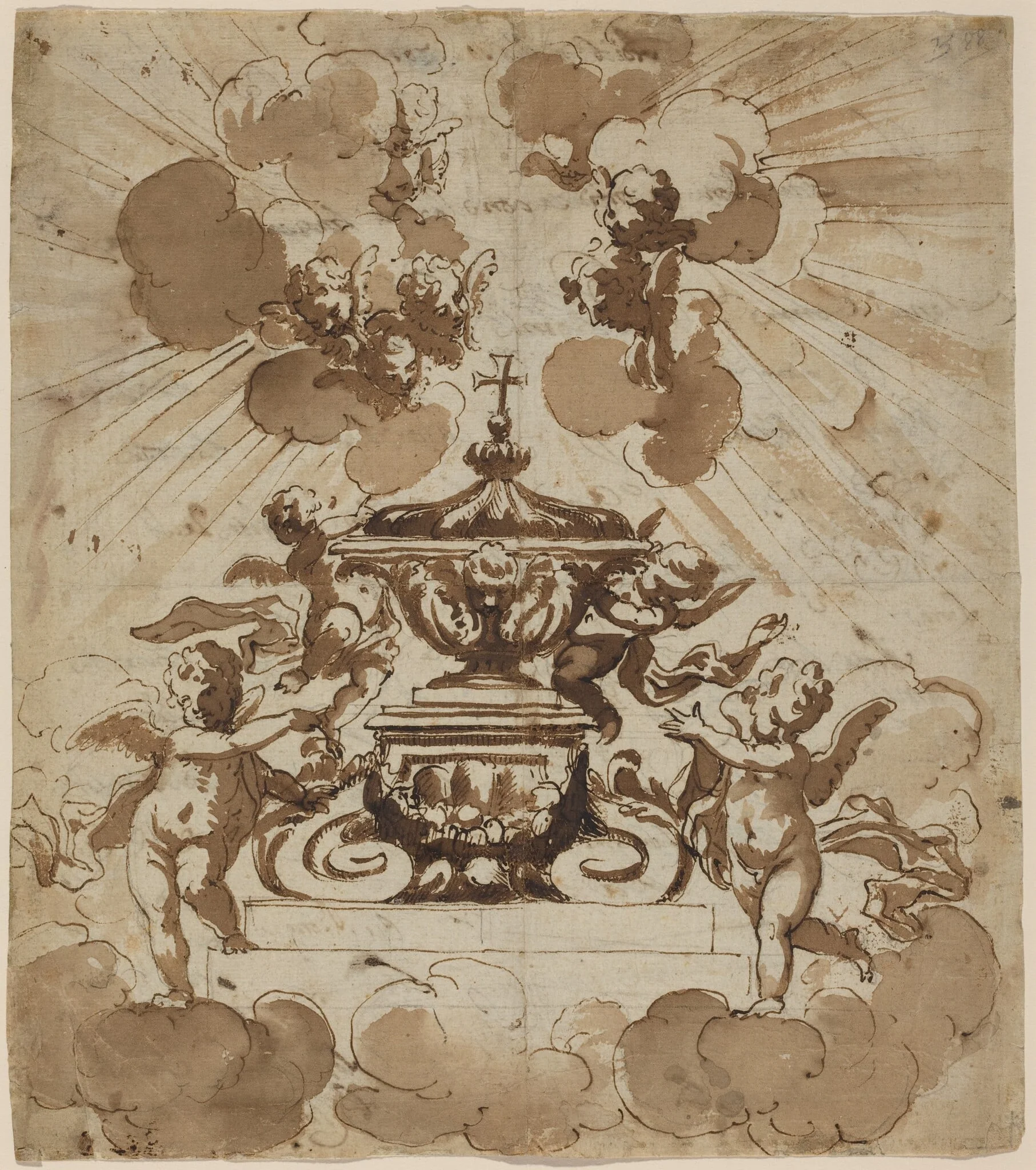 Glorification of the Host, by Italian 18th Century, ink, 1700