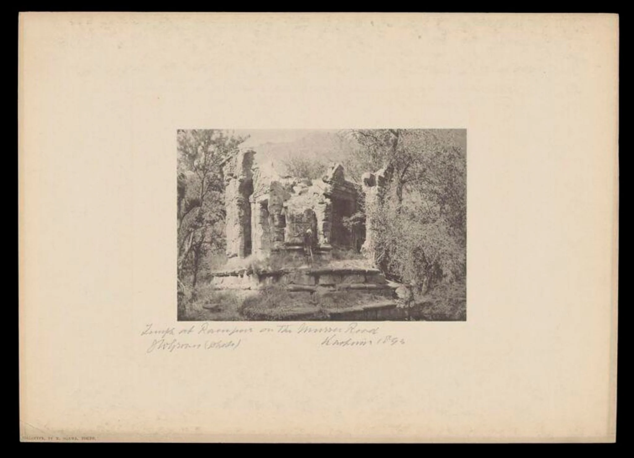 Temple at Rampur on The Murree Road, Kashmir, by J.W. Groves, photographic, 1894