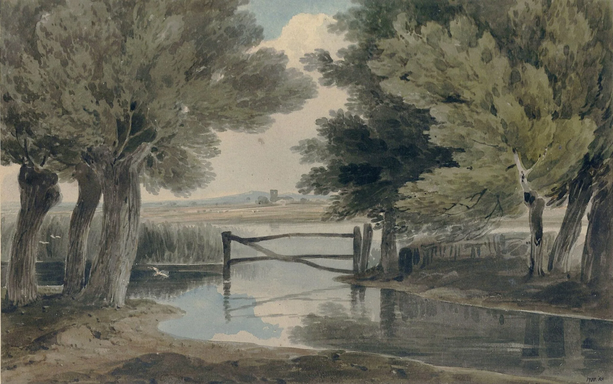 Landscape with pond and trees