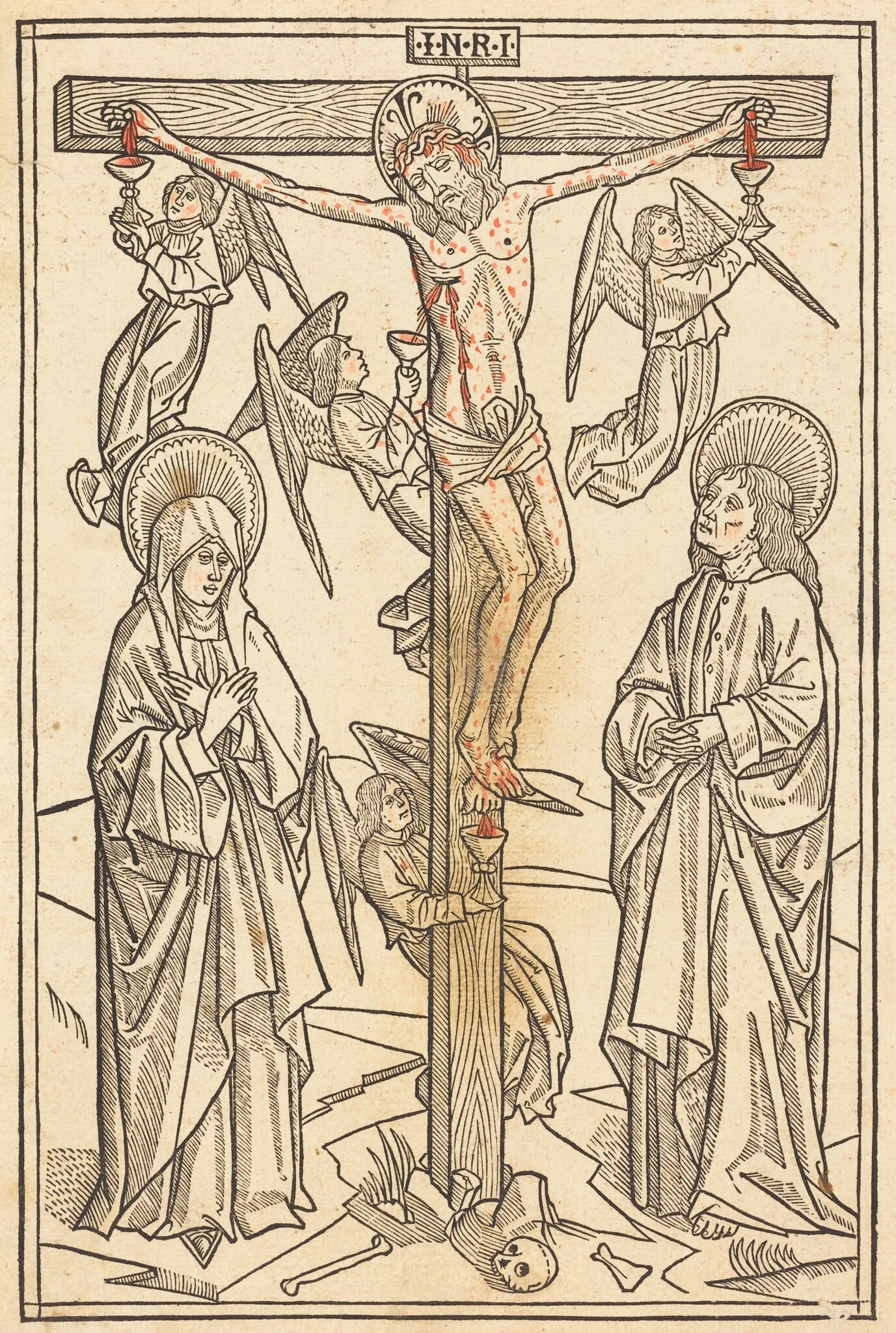 Christ on the Cross with Angels, by German 15th Century, ink, 1481