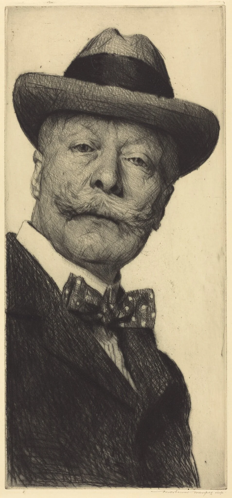 Self-Portrait, by Mortimer Menpes, ink, 1916