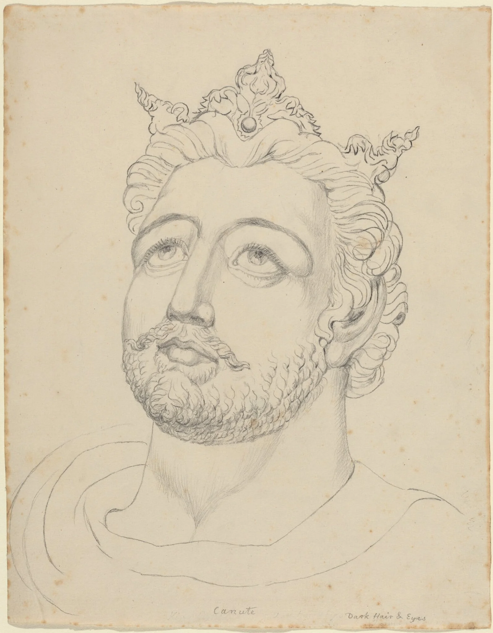 King Canute, by William Blake, graphite, 1820