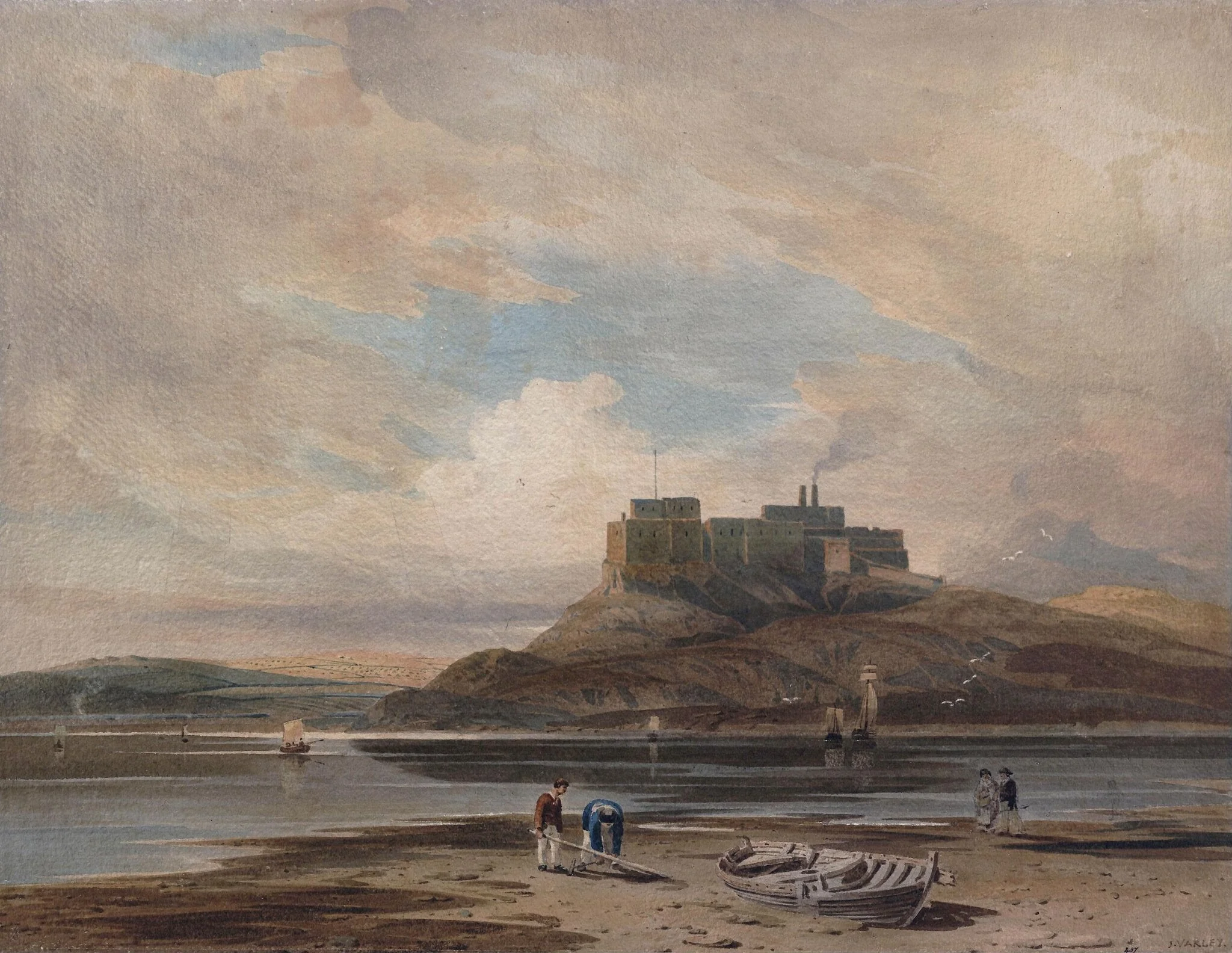 Holy Island, Northumberland, by John Varley, watercolor, 1850