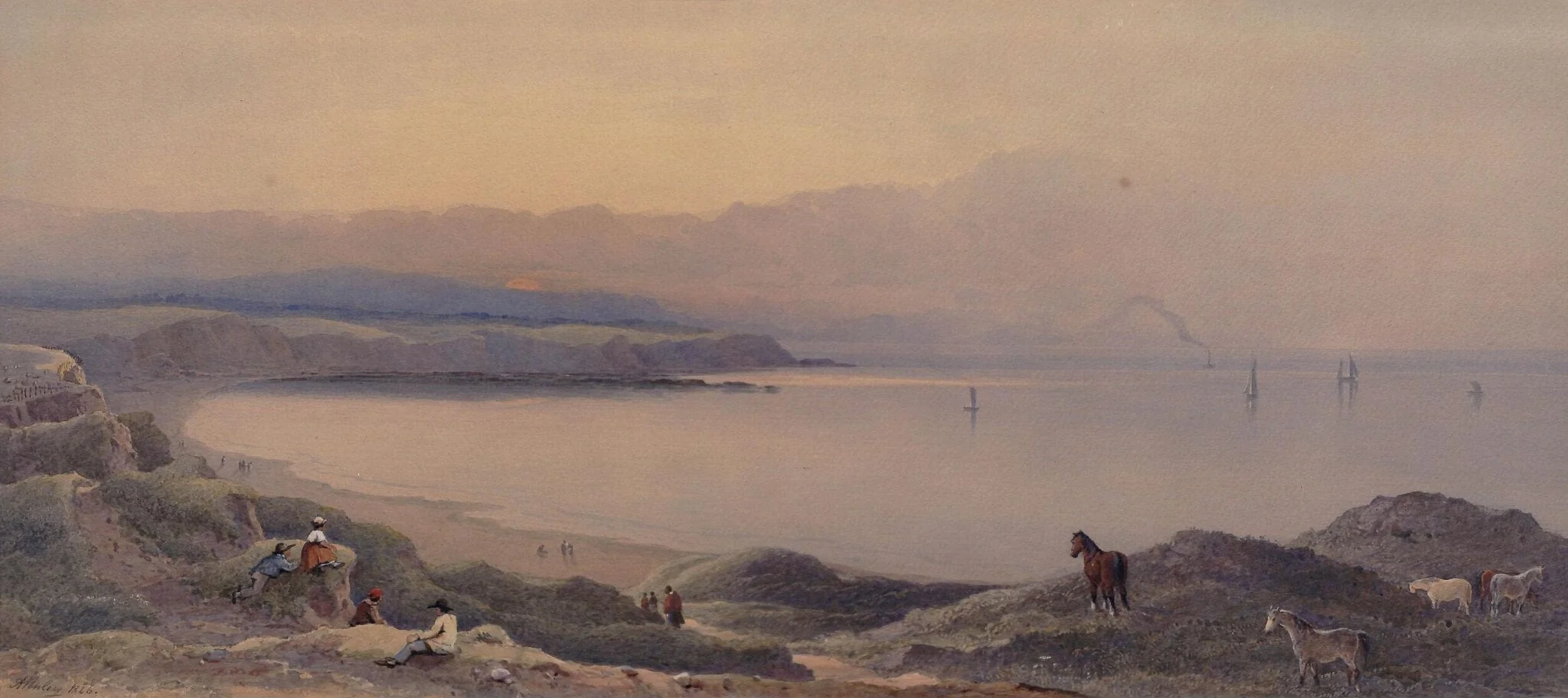Lake Scene, by Penley, watercolor, 1846