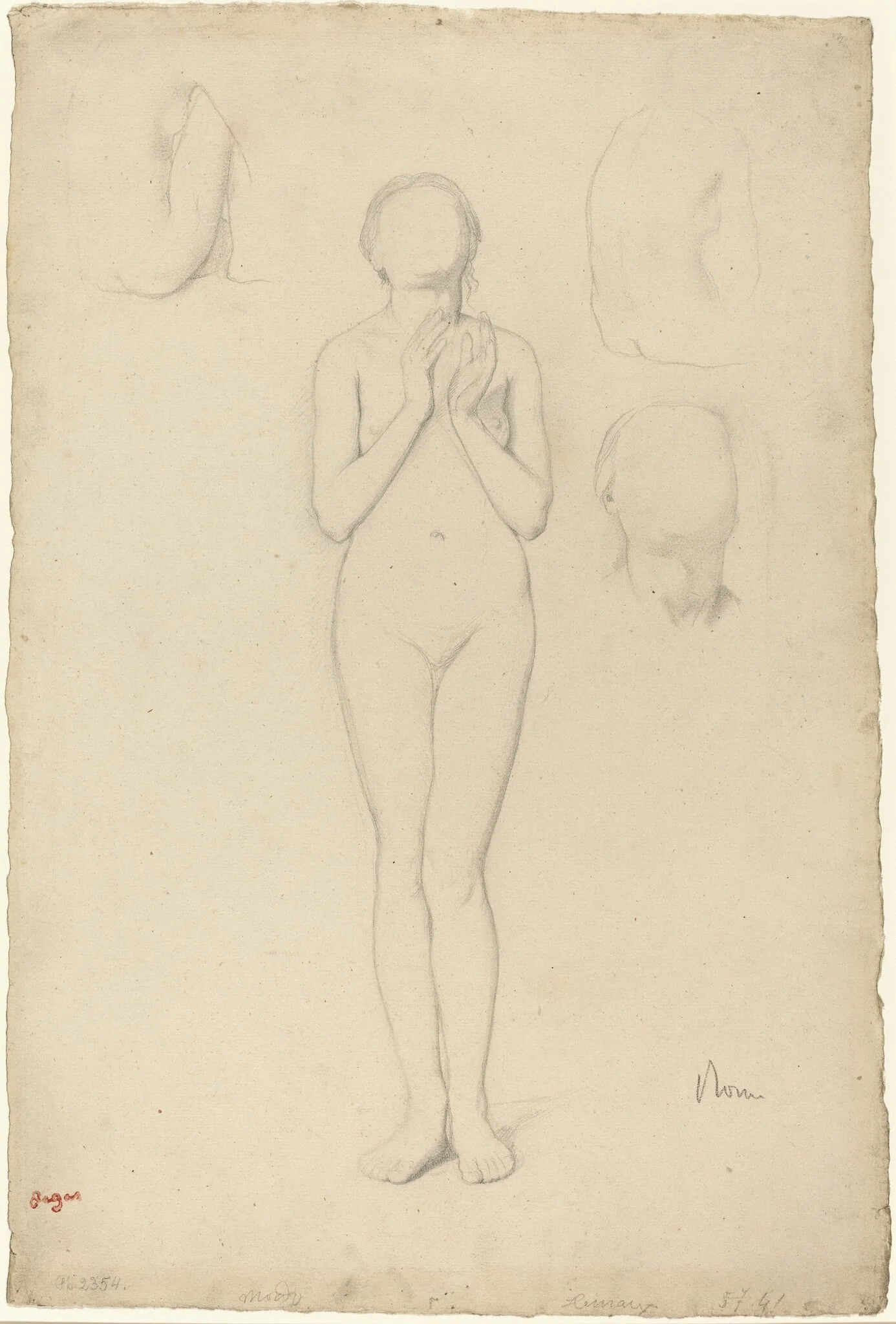 Study of a Female Nude, by Edgar Degas, graphite, 1857