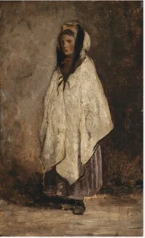 A Girl in a White Shawl, by Nathaniel Hone the Younger, unspecified, 1857