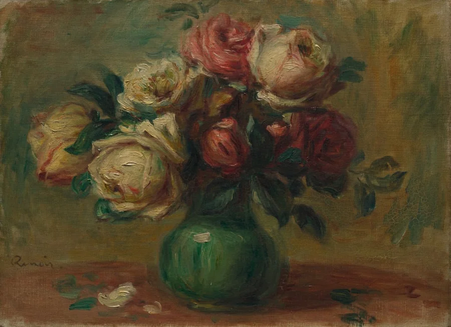 Roses in a Vase, by Auguste Renoir, unspecified, 1890