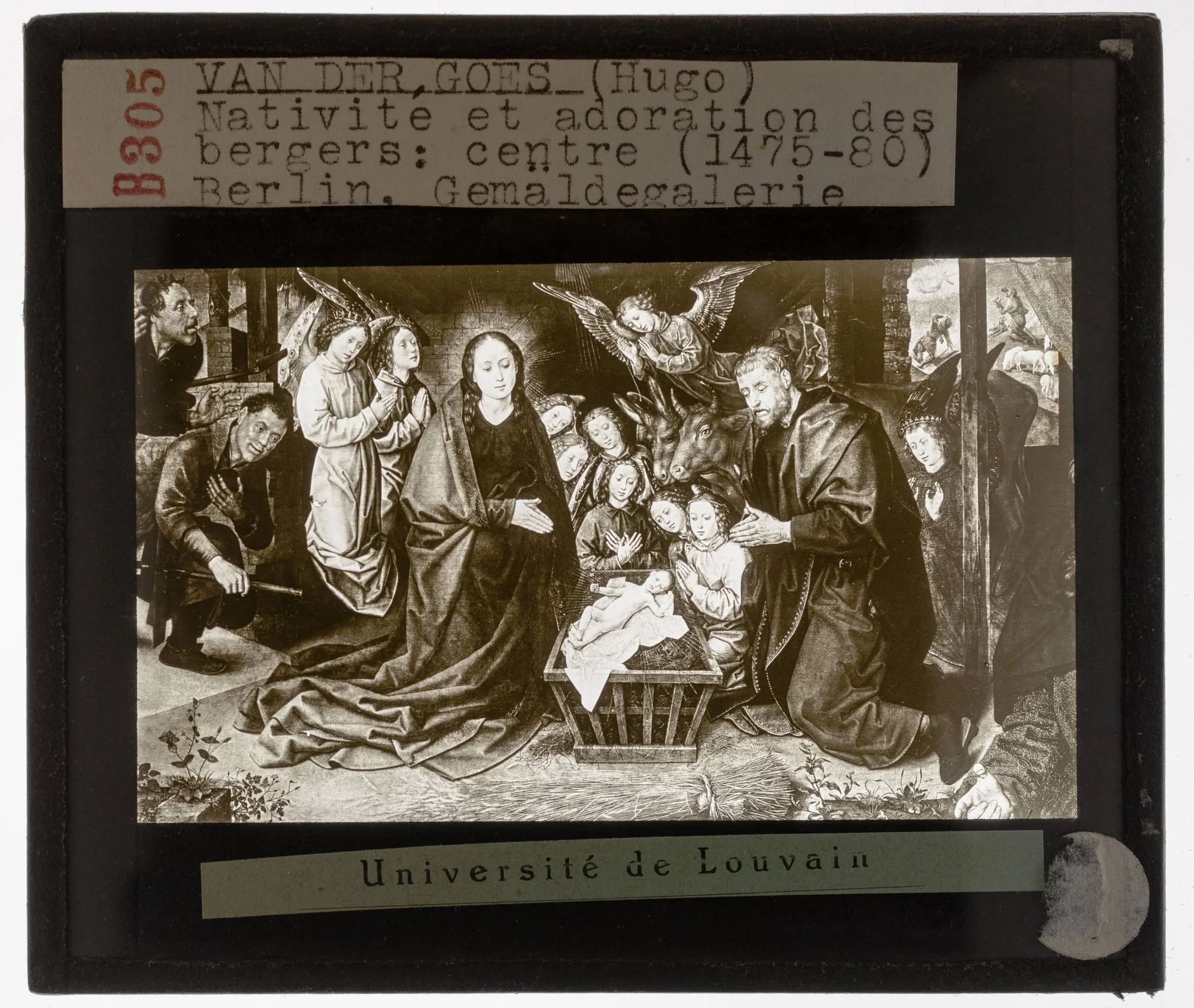 Hugo van der Goes. Kerstverhaal. Aanbidding der Herders Detail, centraal, by Hugo Van der Goes, unspecified, 1480