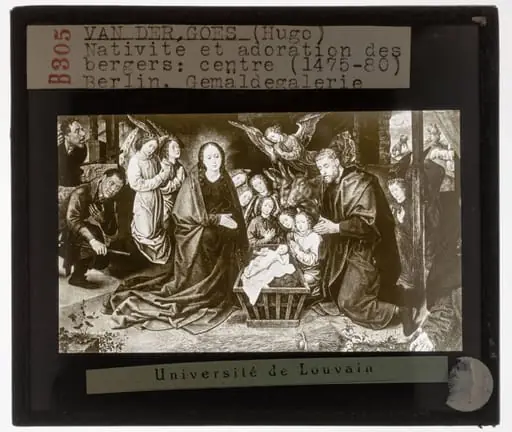 Hugo van der Goes. Kerstverhaal. Aanbidding der Herders Detail, centraal