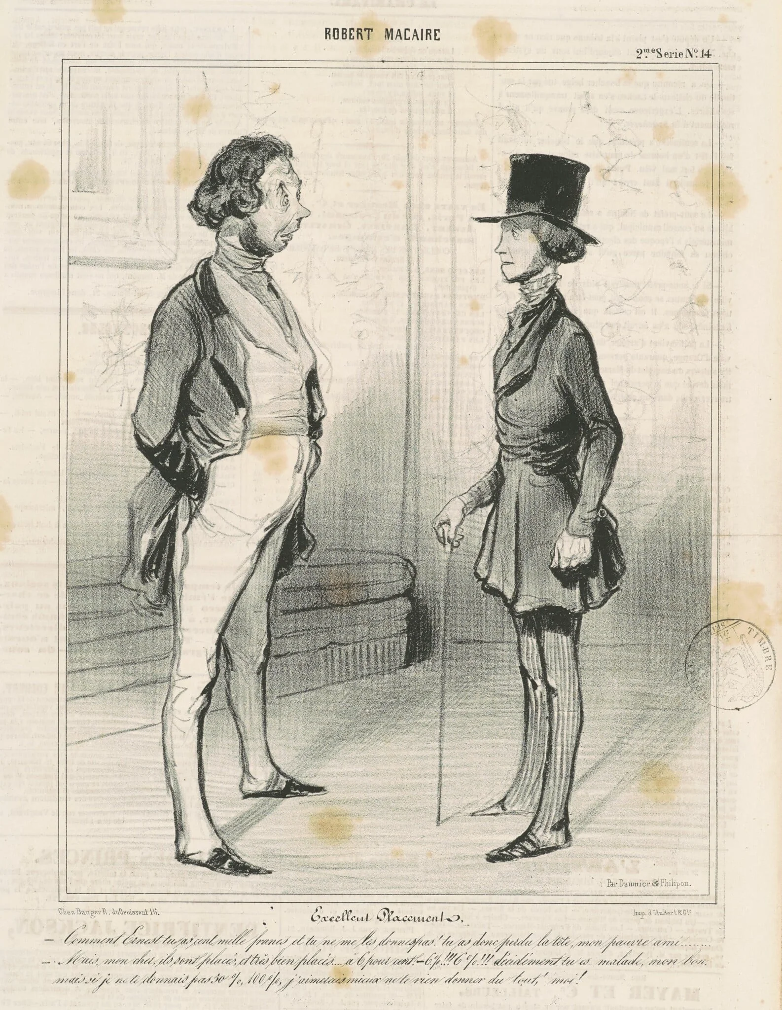 Excellent placement, by Honoré Daumier, ink, 1841