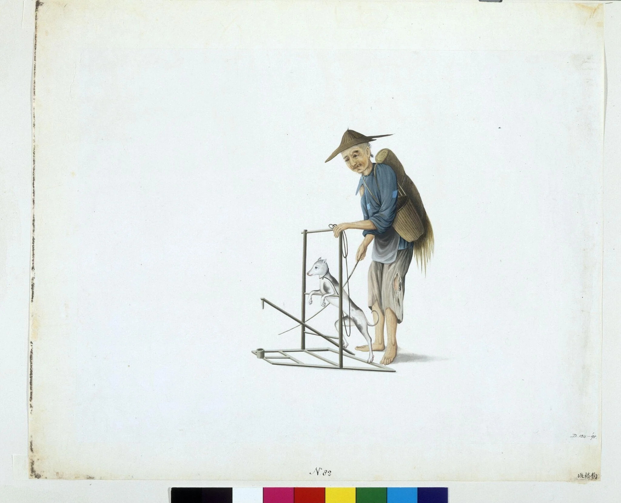 Dog Breaking Rice From the Husk, by Puqua, paint, 1790
