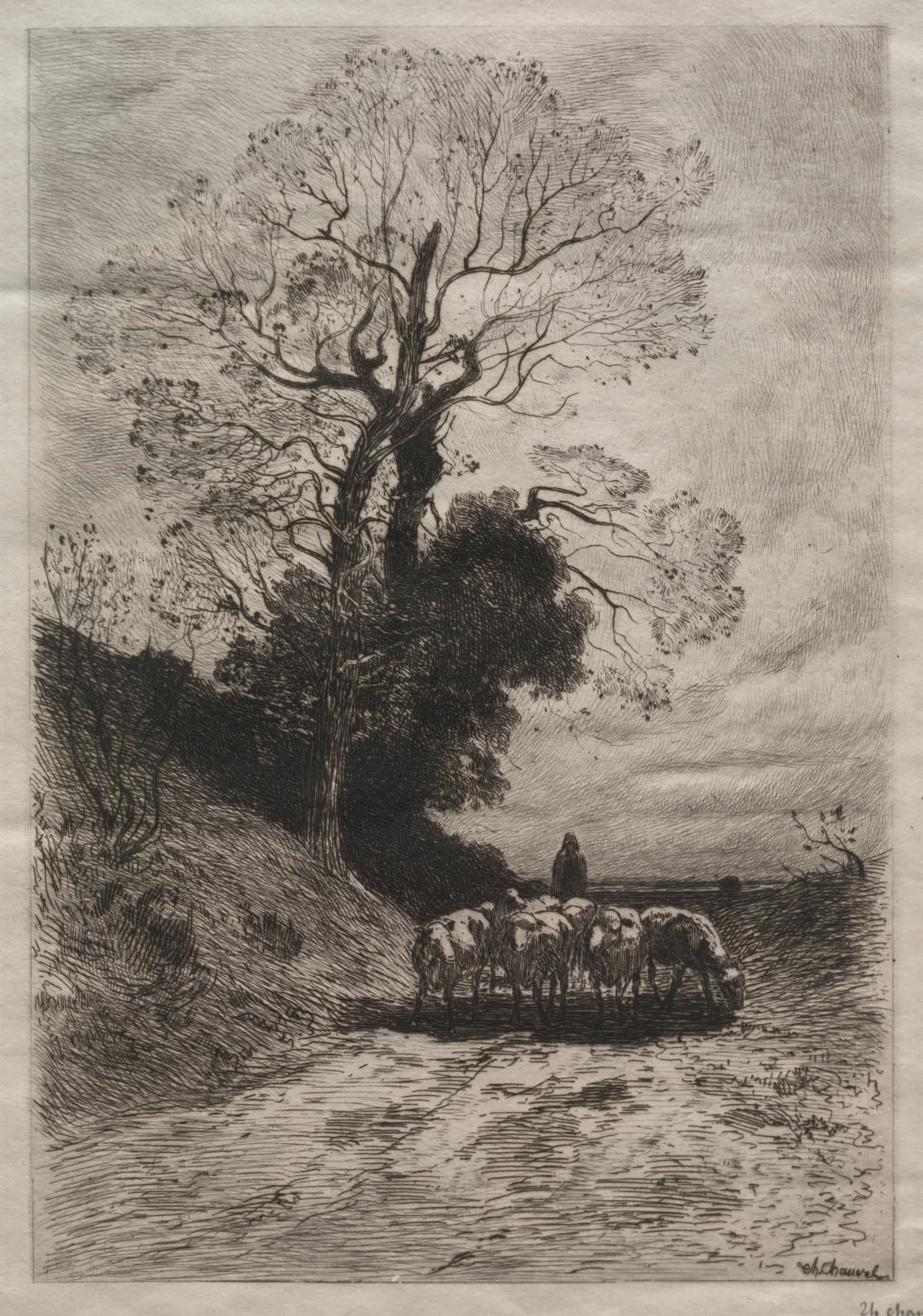 Return of the flock, by Theophile Narcisse Chauvel, 1870