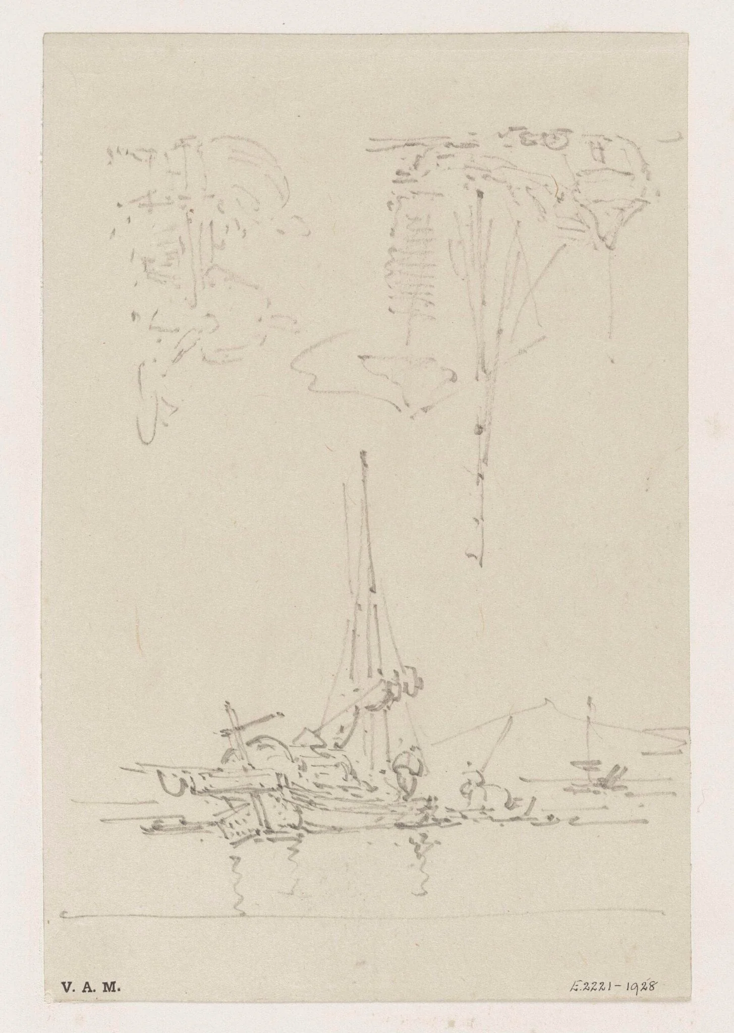 Three sketches of boats and figures, by George Chinnery, 19