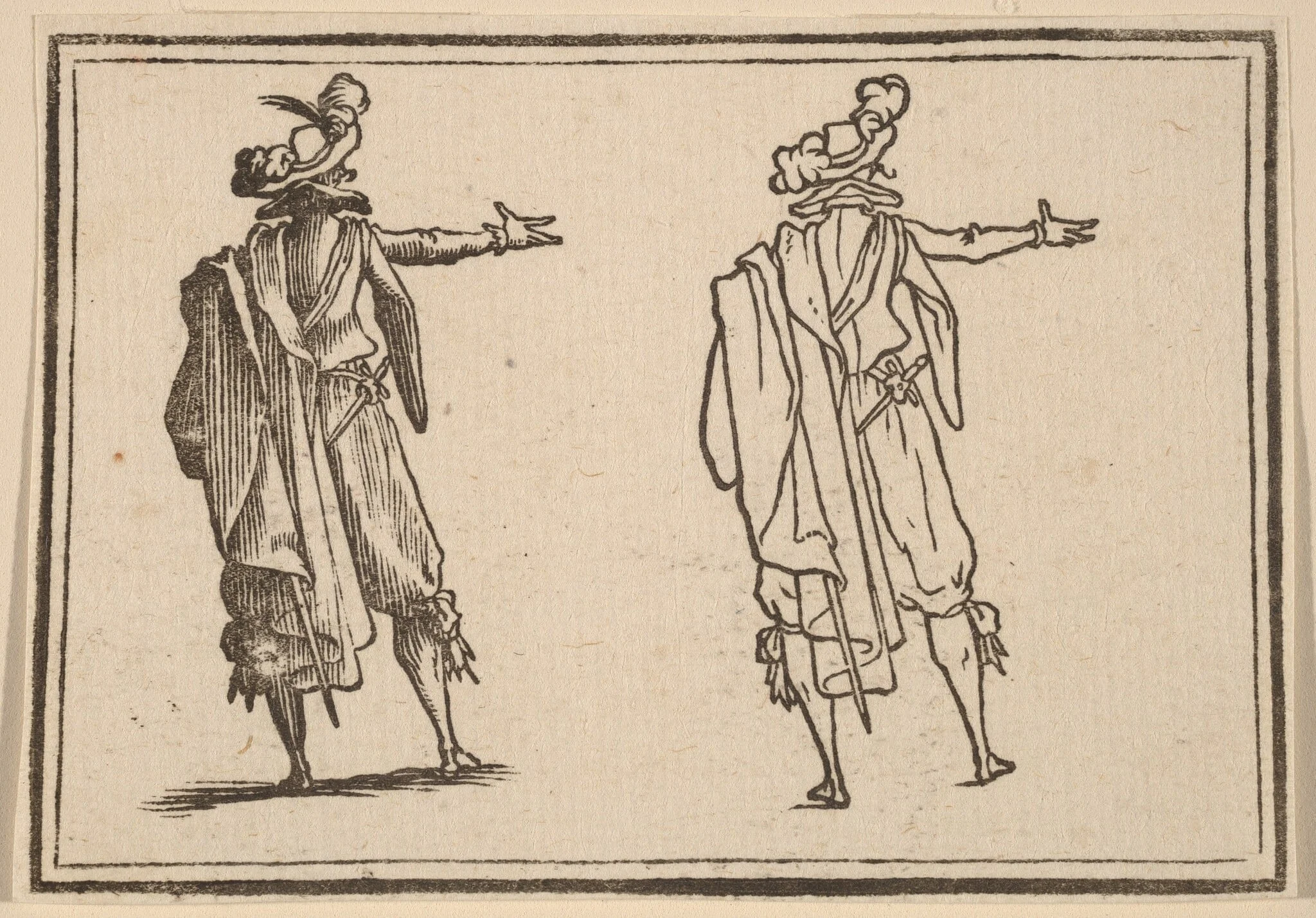 Man Seen from Behind with His Right Arm Extended