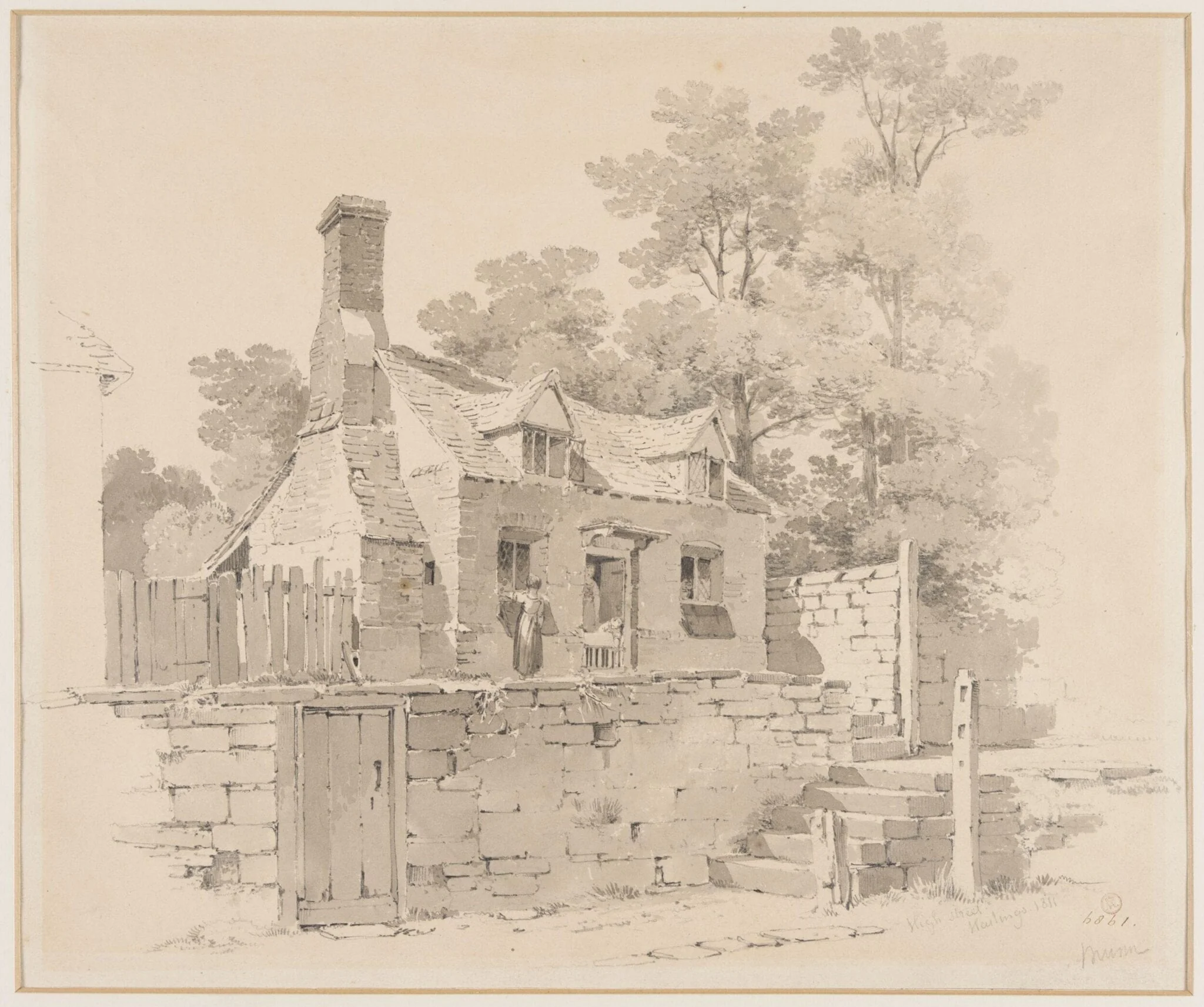 A Cottage in High Street, Hastings, by Munn, watercolor, 1850