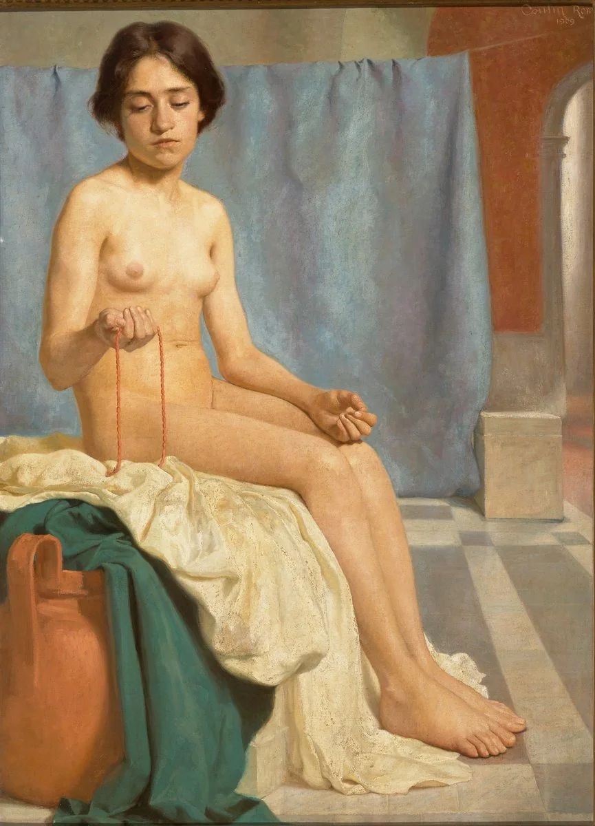 Nude (The Girl with the Coral String), by Arthur Coulin, oil, 1909