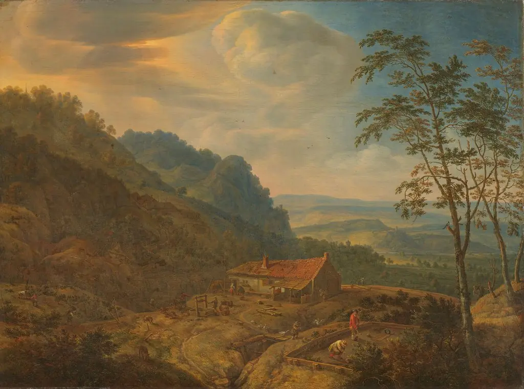 Mountainous lanscape with farm