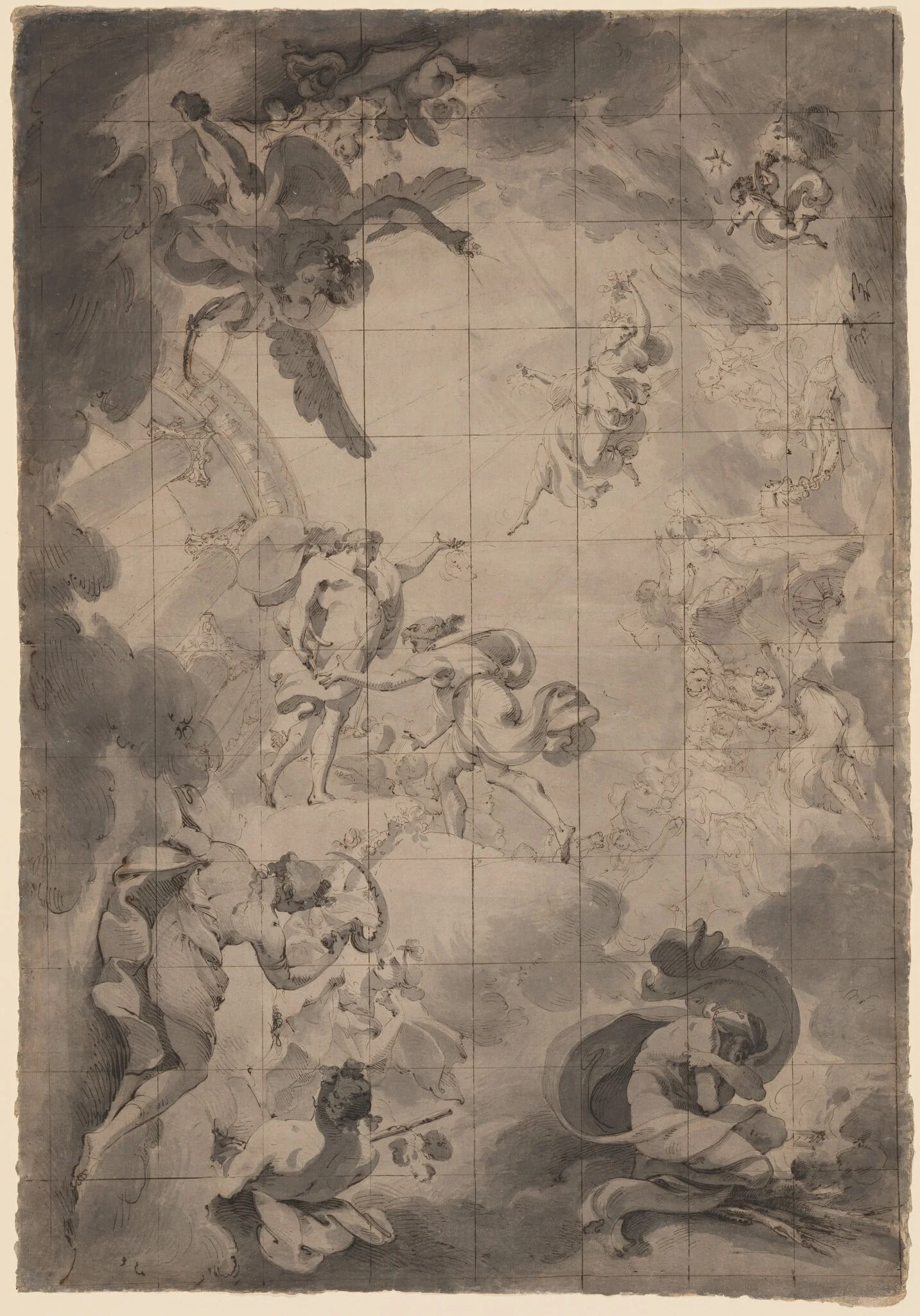 Studies of Aurora and Apollo, by Pietro Fancelli, ink, 1794